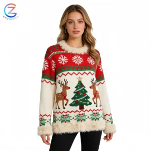 Women's Festive Christmas Reindeer Knit Sweater