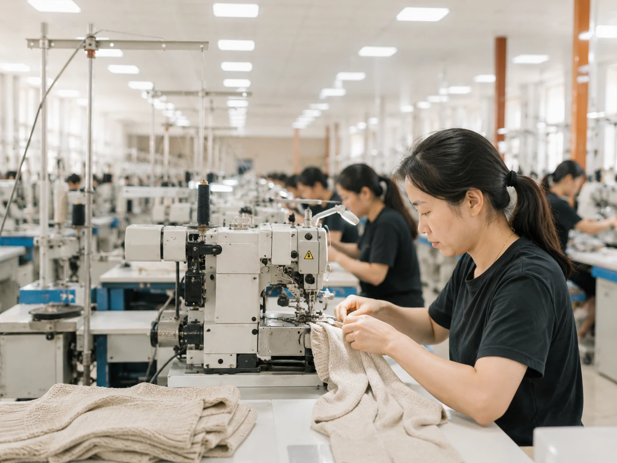 Linking department for sweater panel linking and garment shaping