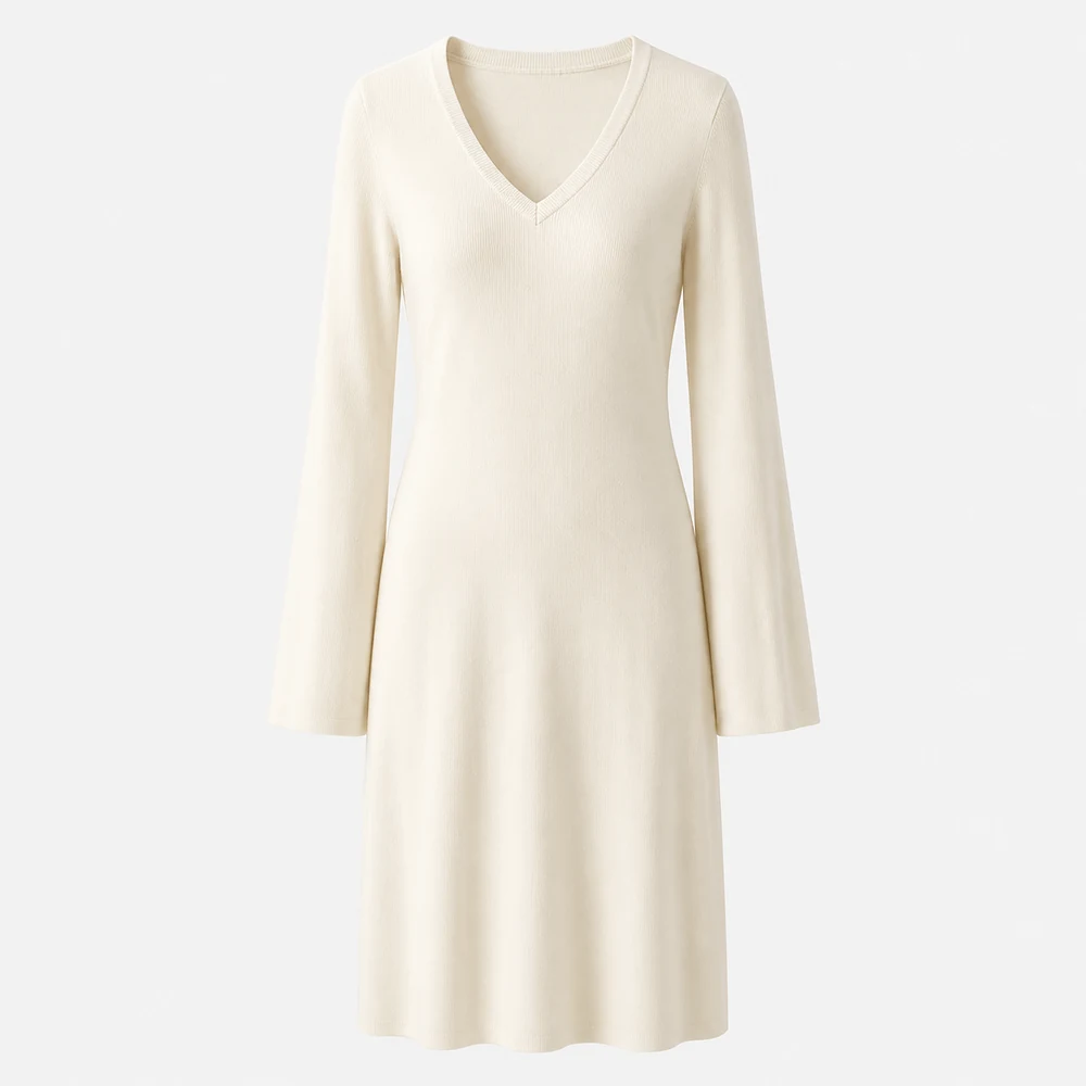 Sleeveless V-Neck Knit Dress