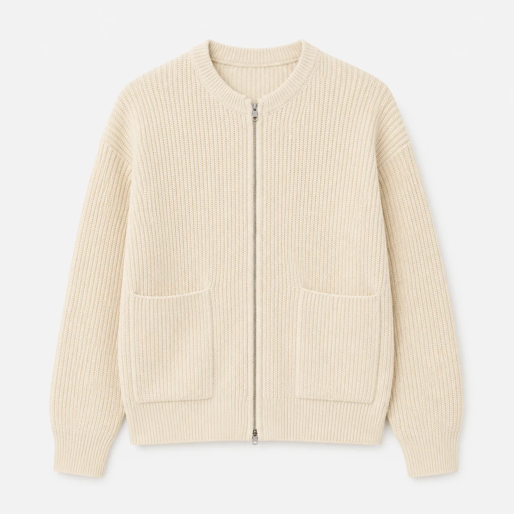 7GG Zip-Up Bomber Cardigan