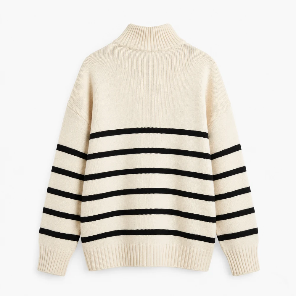 12GG nautical striped half-zip pullover back view thumbnail