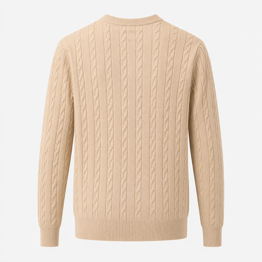 Premium Unisex 12GG Cable Knit Pullover back and side view thumbnail
