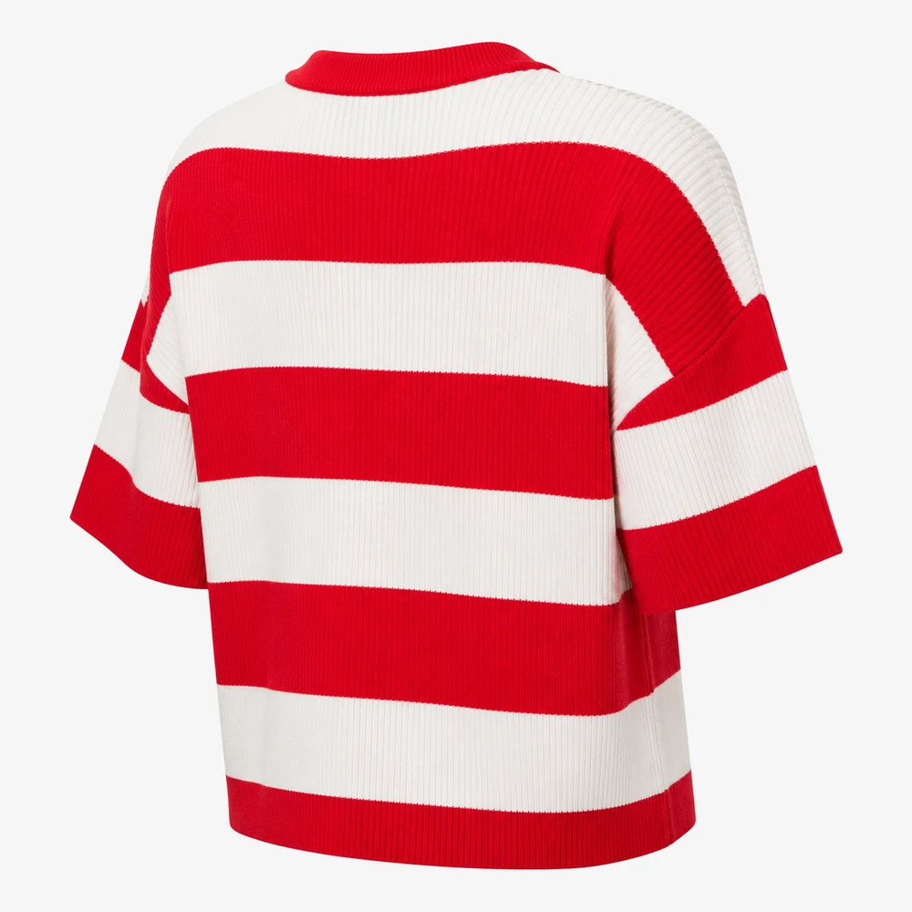 Women’s Red & White Striped Short-Sleeve Knit Top thumbnail 2
