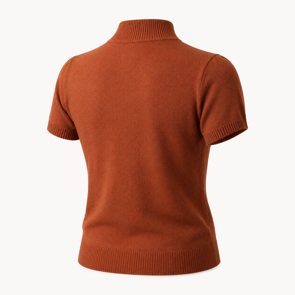 Women’s Mock Neck Short-Sleeve Knit Top thumbnail 2