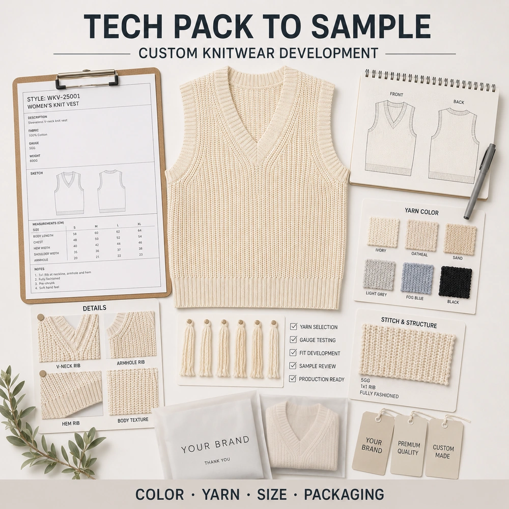 Tech pack to sample custom knitwear development