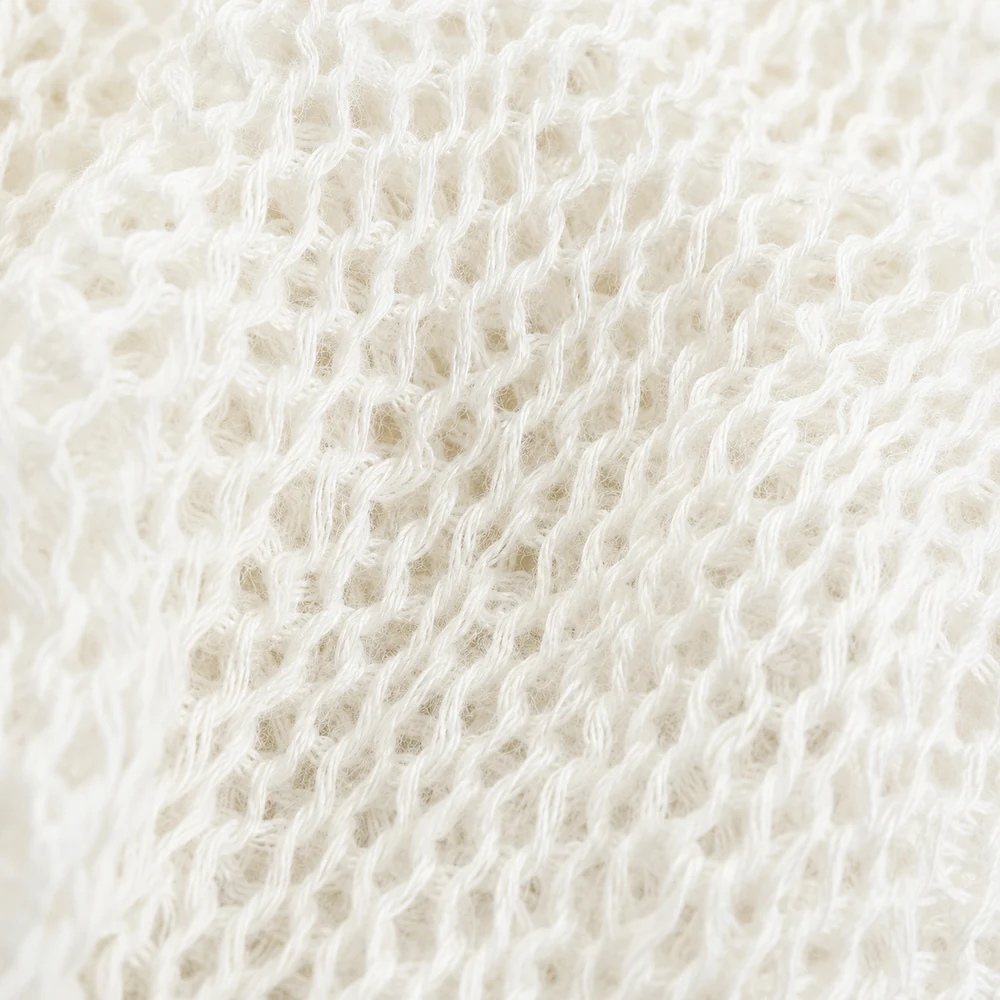 Women’s White Openwork Long-Sleeve Knit Top thumbnail 3