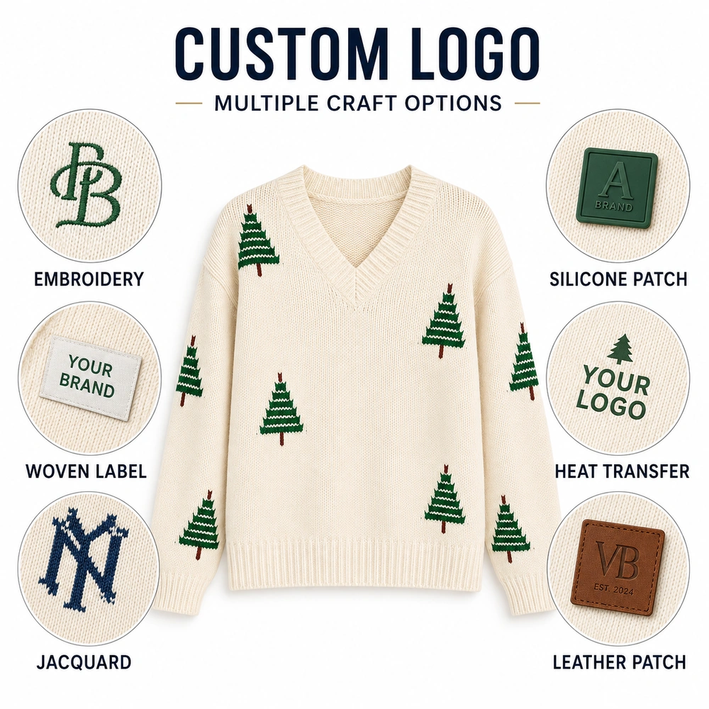 Custom logo options for private label holiday knitwear