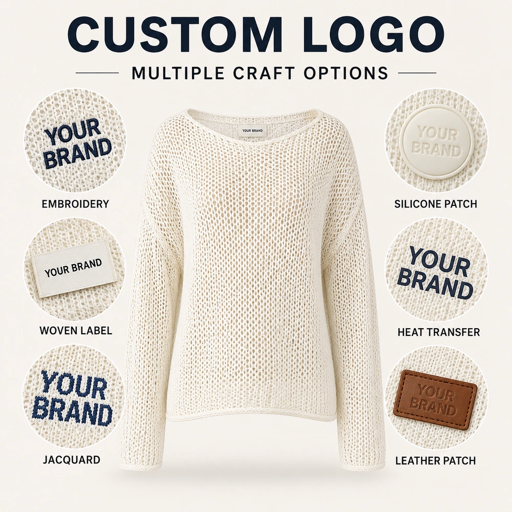 Custom logo options for private label knitwear