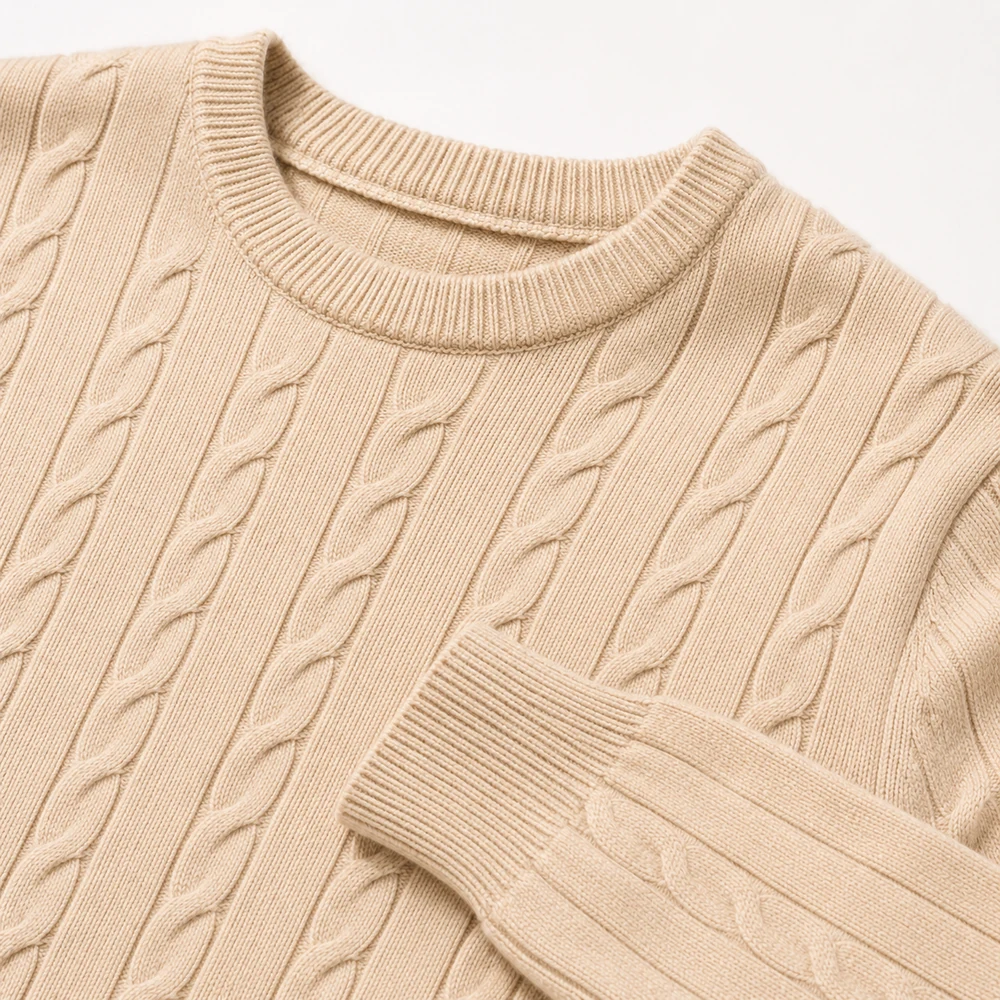 Premium Unisex 12GG Cable Knit Pullover craft detail thumbnail