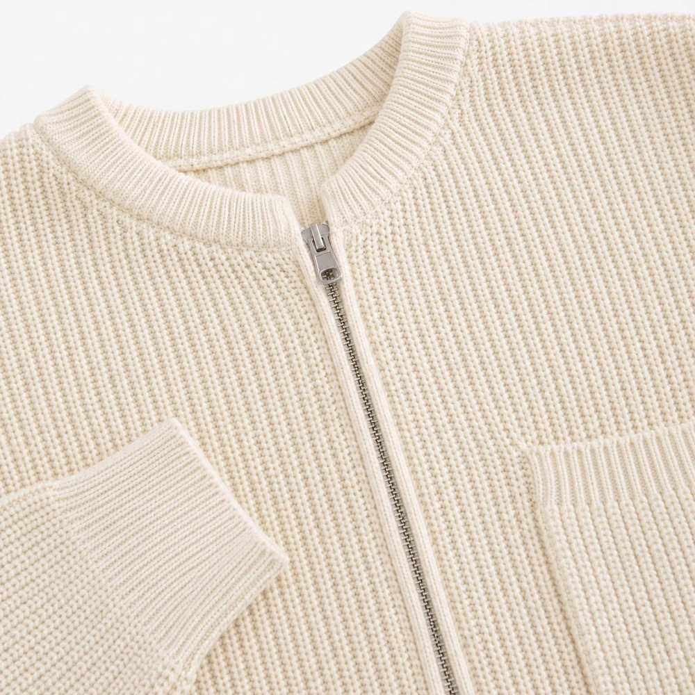 Premium 7GG Zip-Up Bomber Cardigan craft detail thumbnail