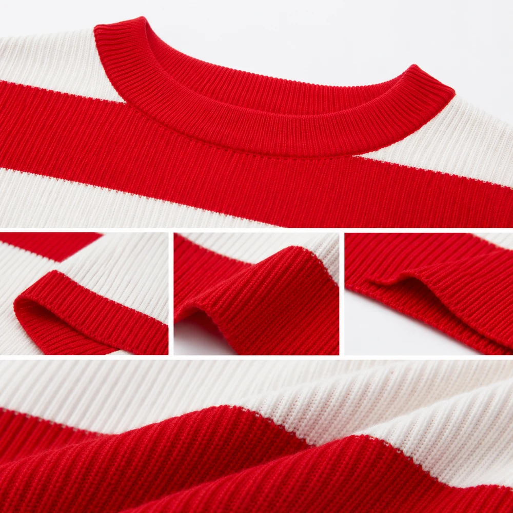 Women’s Red & White Striped Short-Sleeve Knit Top thumbnail 4