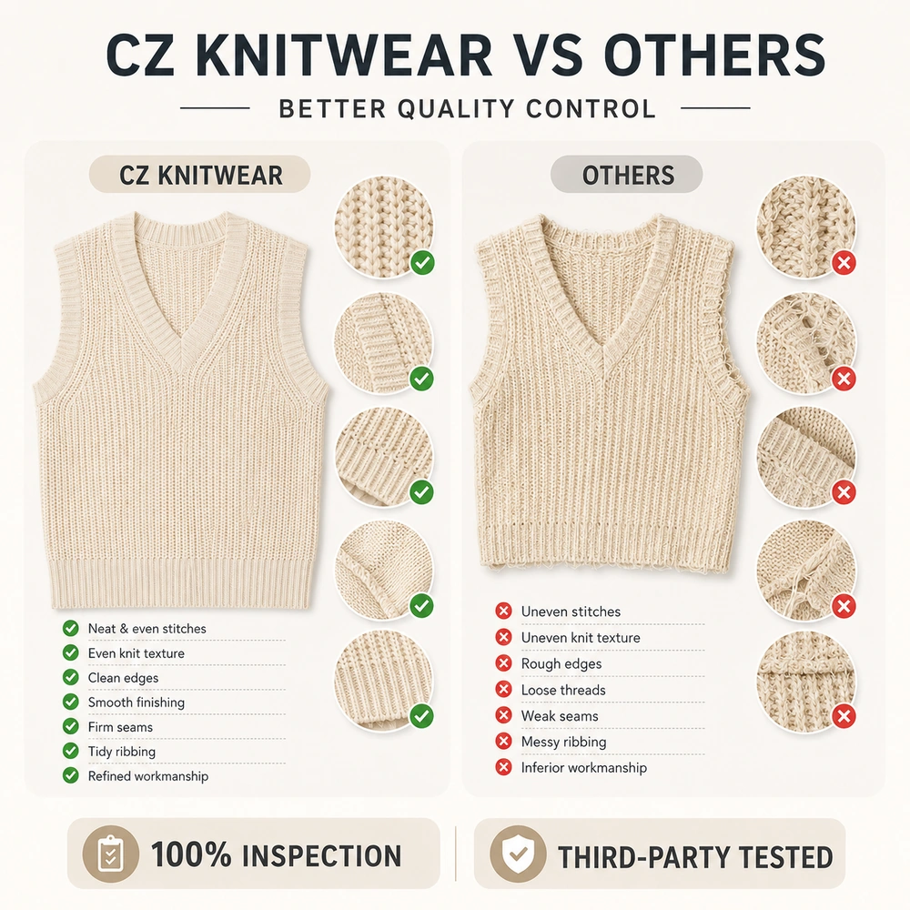 Quality comparison for custom knitwear manufacturing