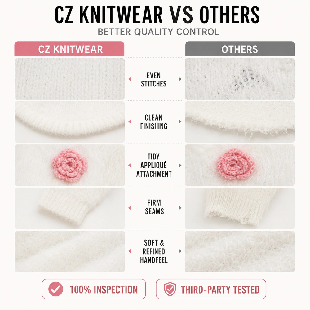 Quality comparison for custom fuzzy floral cardigan manufacturing