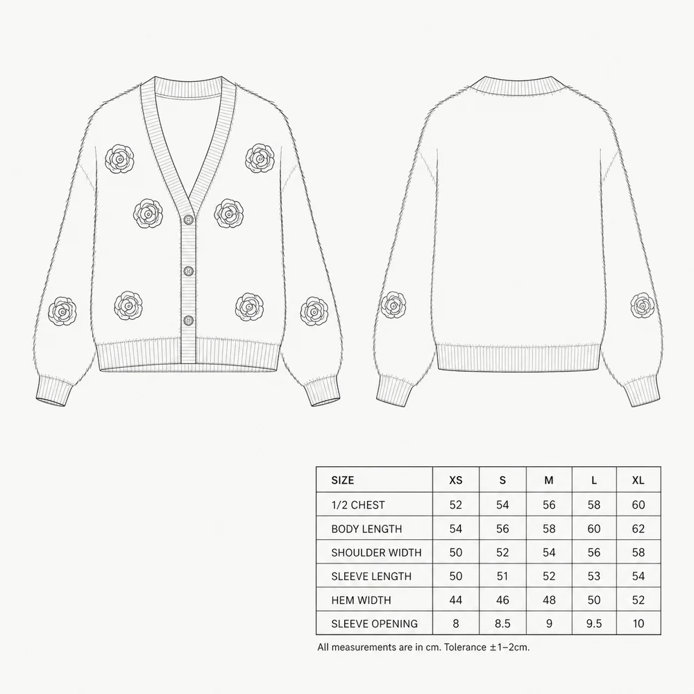 Women’s White Fuzzy Floral Applique Knit Cardigan thumbnail 5