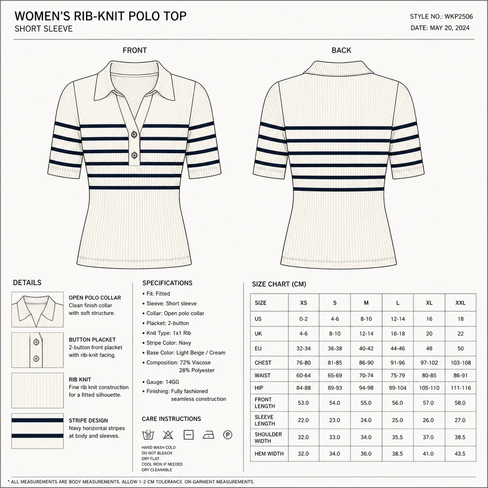 Women’s Striped Ribbed Knit Polo Top thumbnail 5
