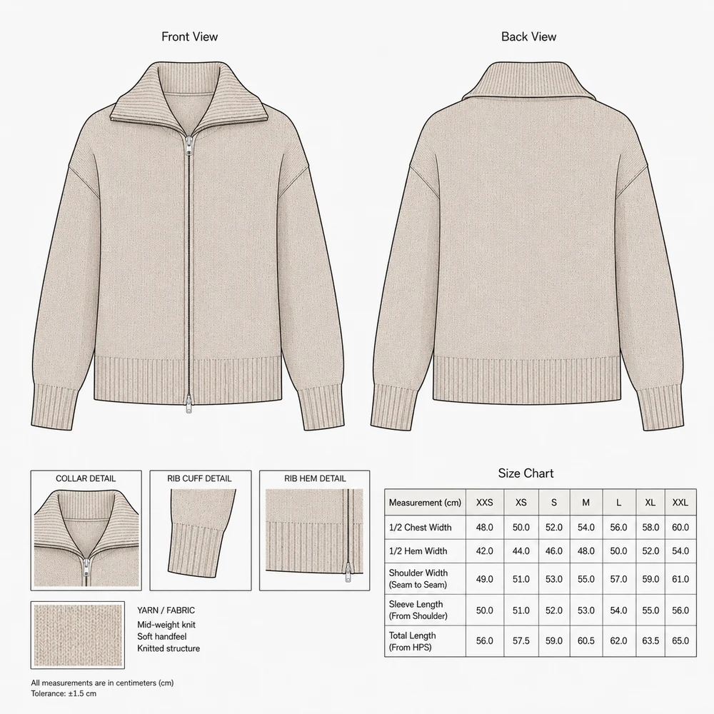 Women’s Full-Zip High Collar Knit Cardigan thumbnail 5