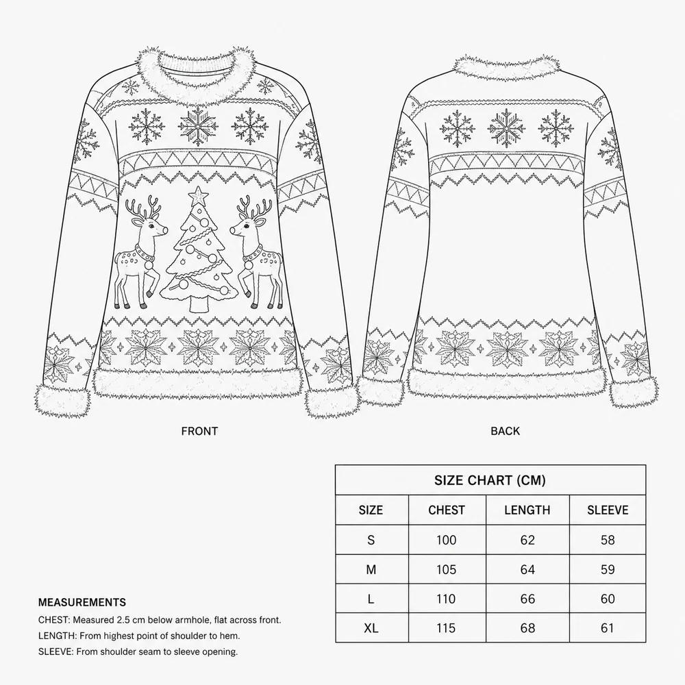Women’s Christmas Reindeer Faux Fur Trim Knit Sweater thumbnail 5