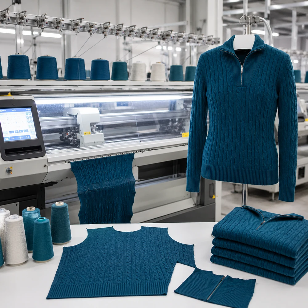 7GG Cable Knit Half-Zip Pullover front viewion scene thumbnail