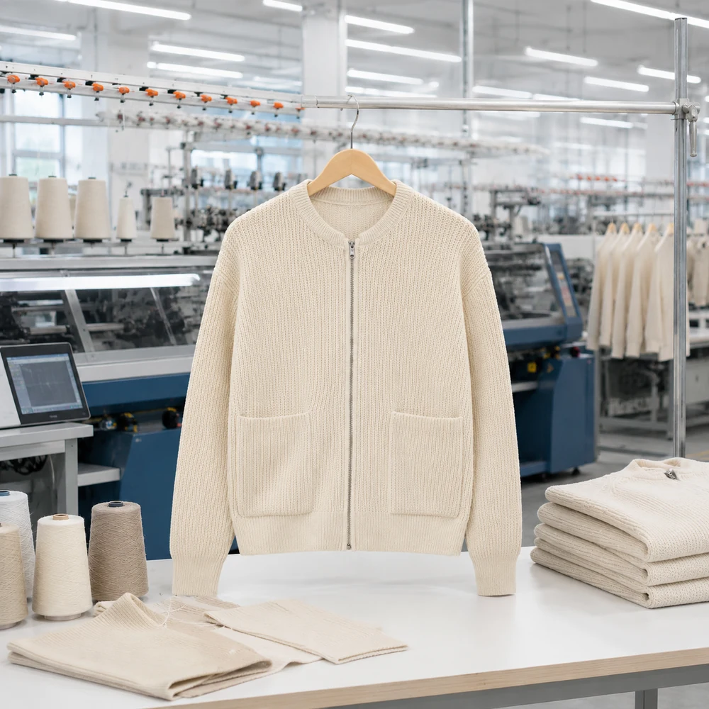 Premium 7GG Zip-Up Bomber Cardigan front viewion scene thumbnail