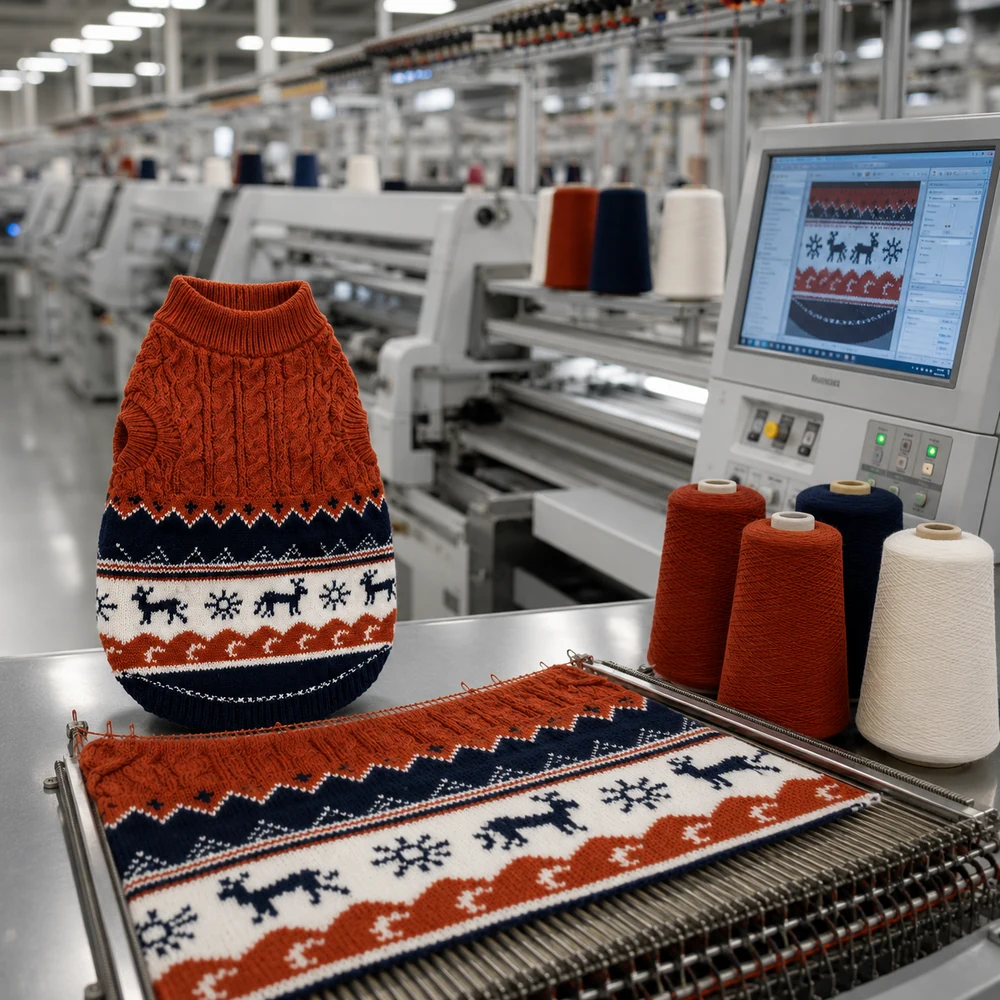 Fair Isle Christmas Pet Sweater front viewion scene thumbnail
