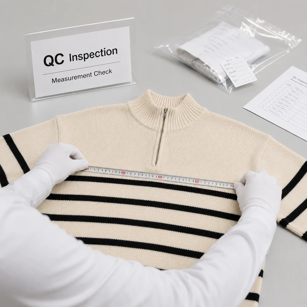 12GG nautical striped half-zip pullover QC inspection thumbnail