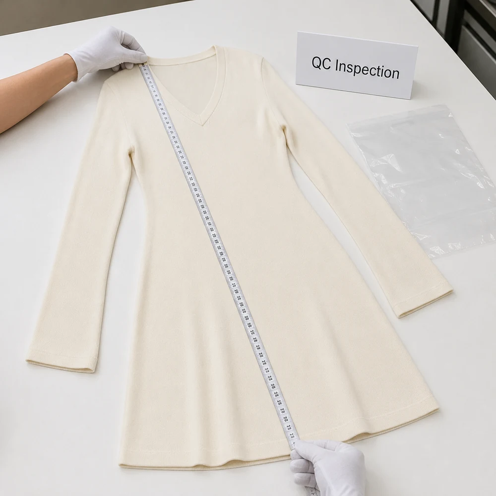 Sleeveless V-Neck Knit Dress QC inspection thumbnail