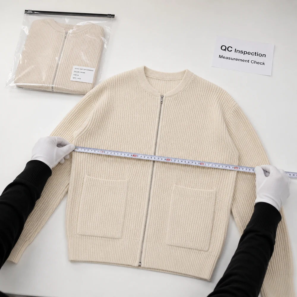 Premium 7GG Zip-Up Bomber Cardigan QC inspection thumbnail