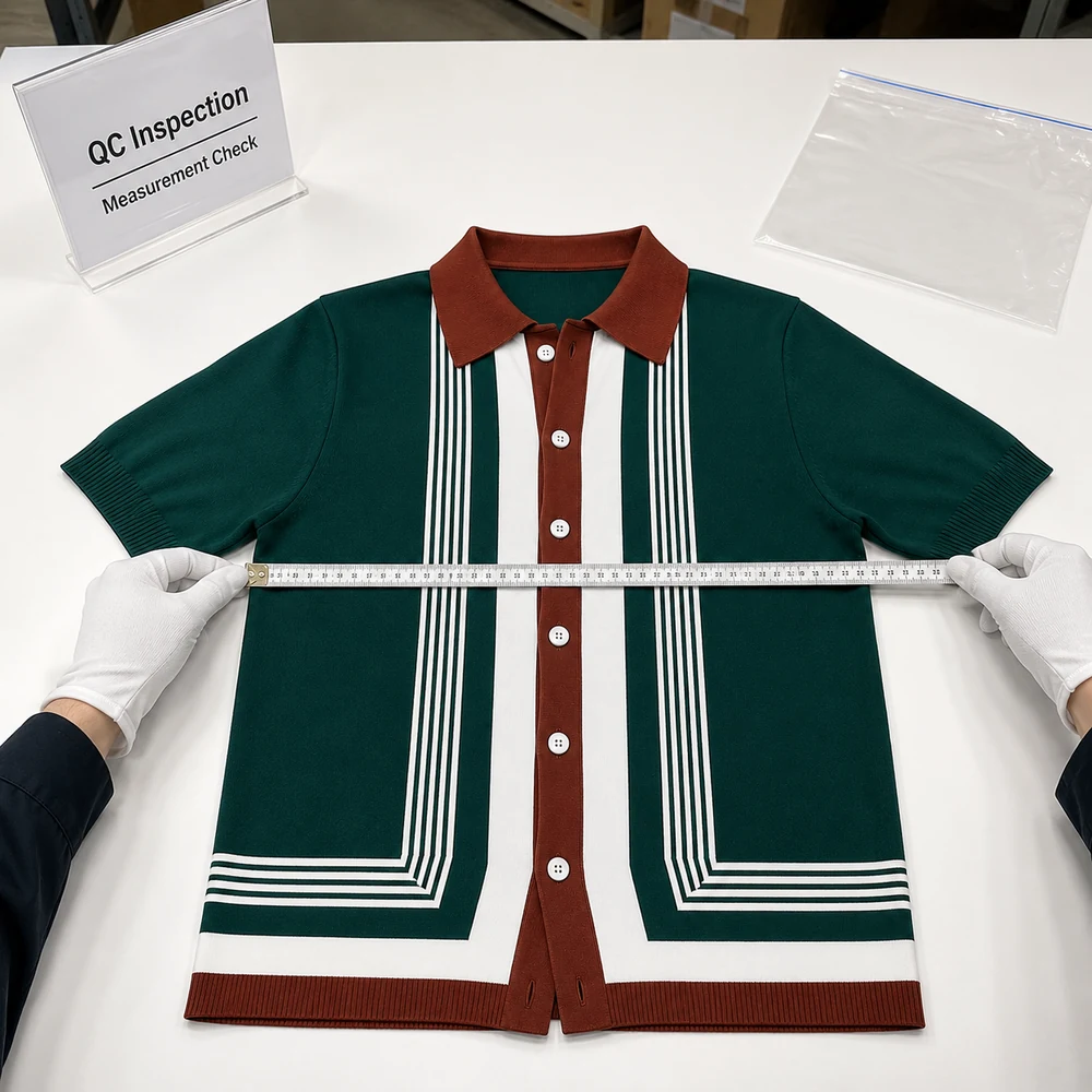 Premium Men's Striped Knit Polo Shirt QC inspection thumbnail