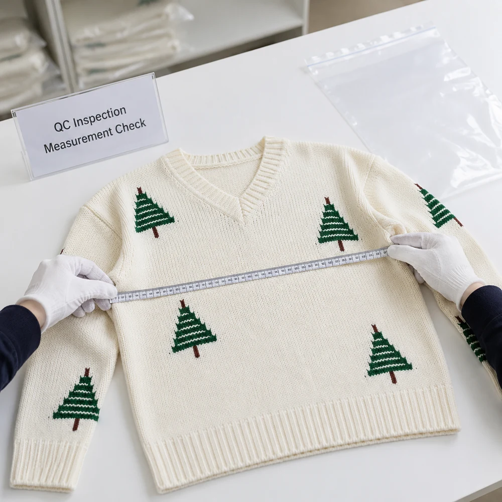 Women’s Christmas Tree V-Neck Intarsia Sweater thumbnail 7