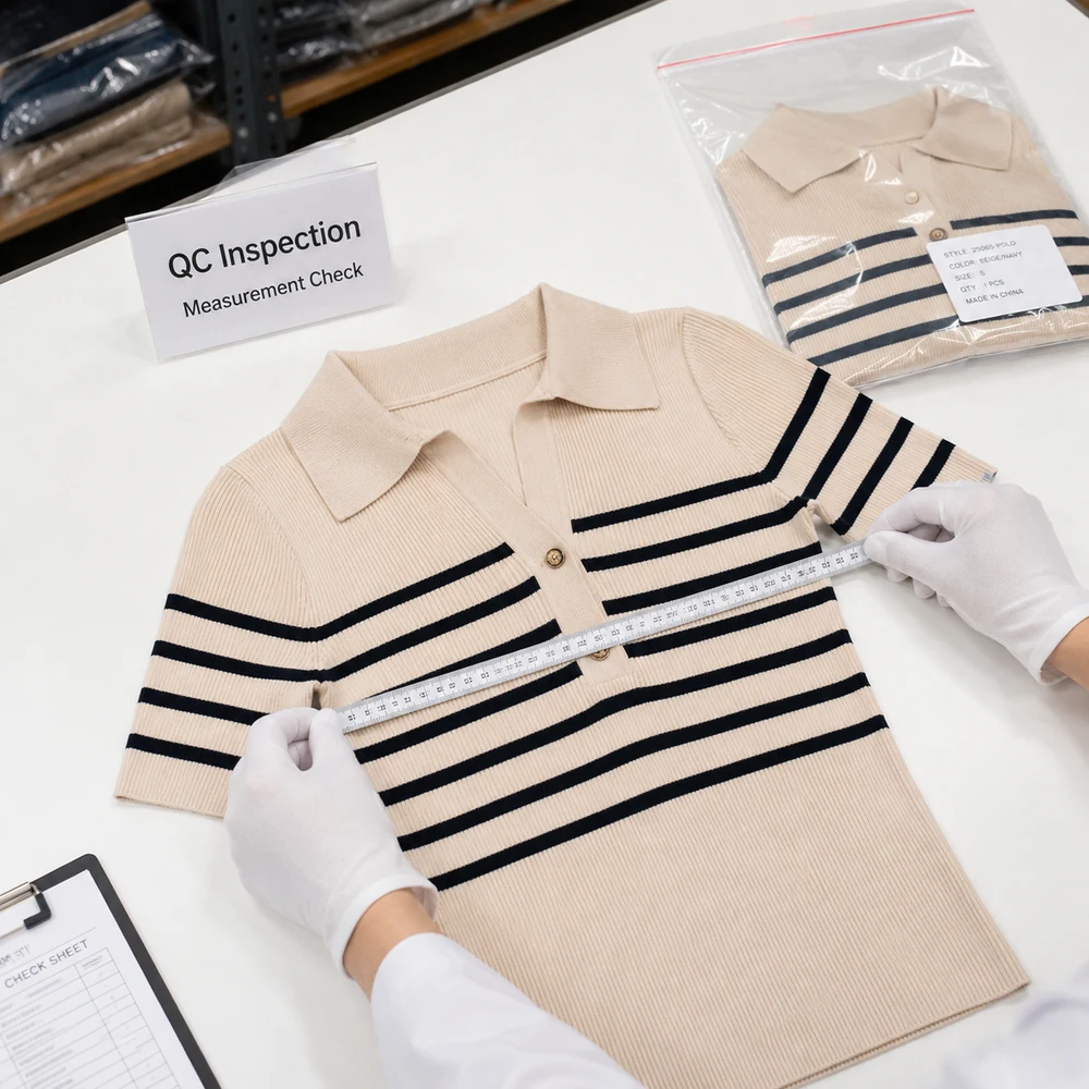 Women’s Striped Ribbed Knit Polo Top thumbnail 7