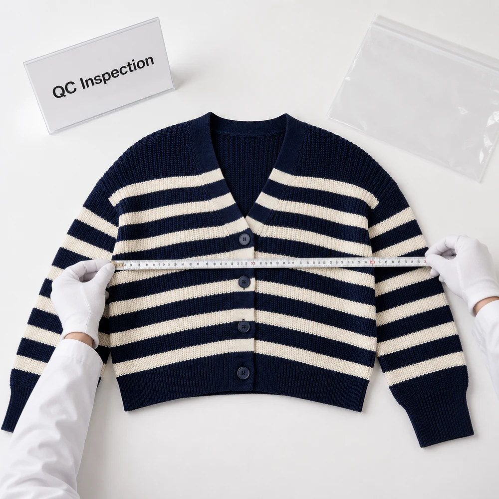 Women’s Navy Striped Cropped Knit Cardigan thumbnail 7