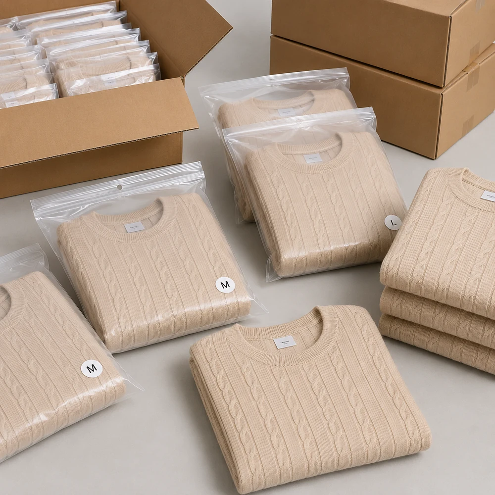 Premium Unisex 12GG Cable Knit Pullover packaging thumbnail