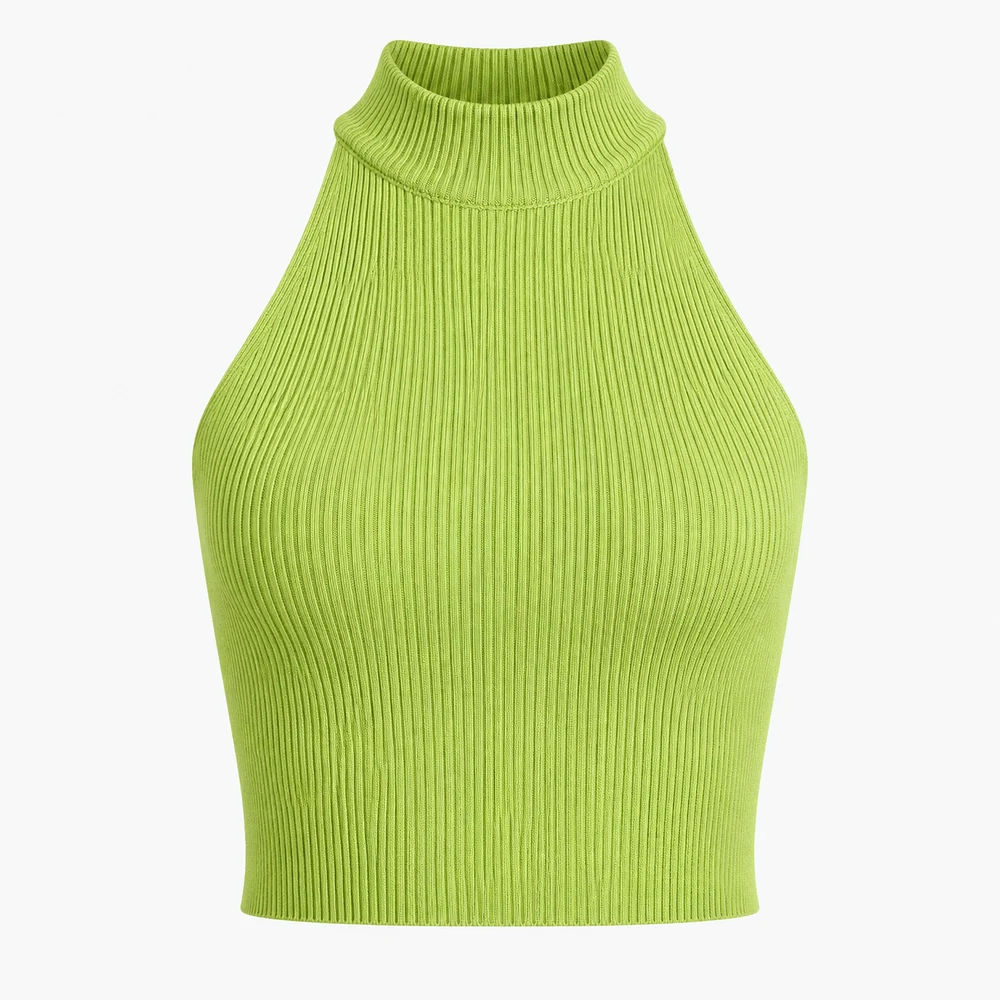 Women’s 12GG Ribbed Halter Knit Top