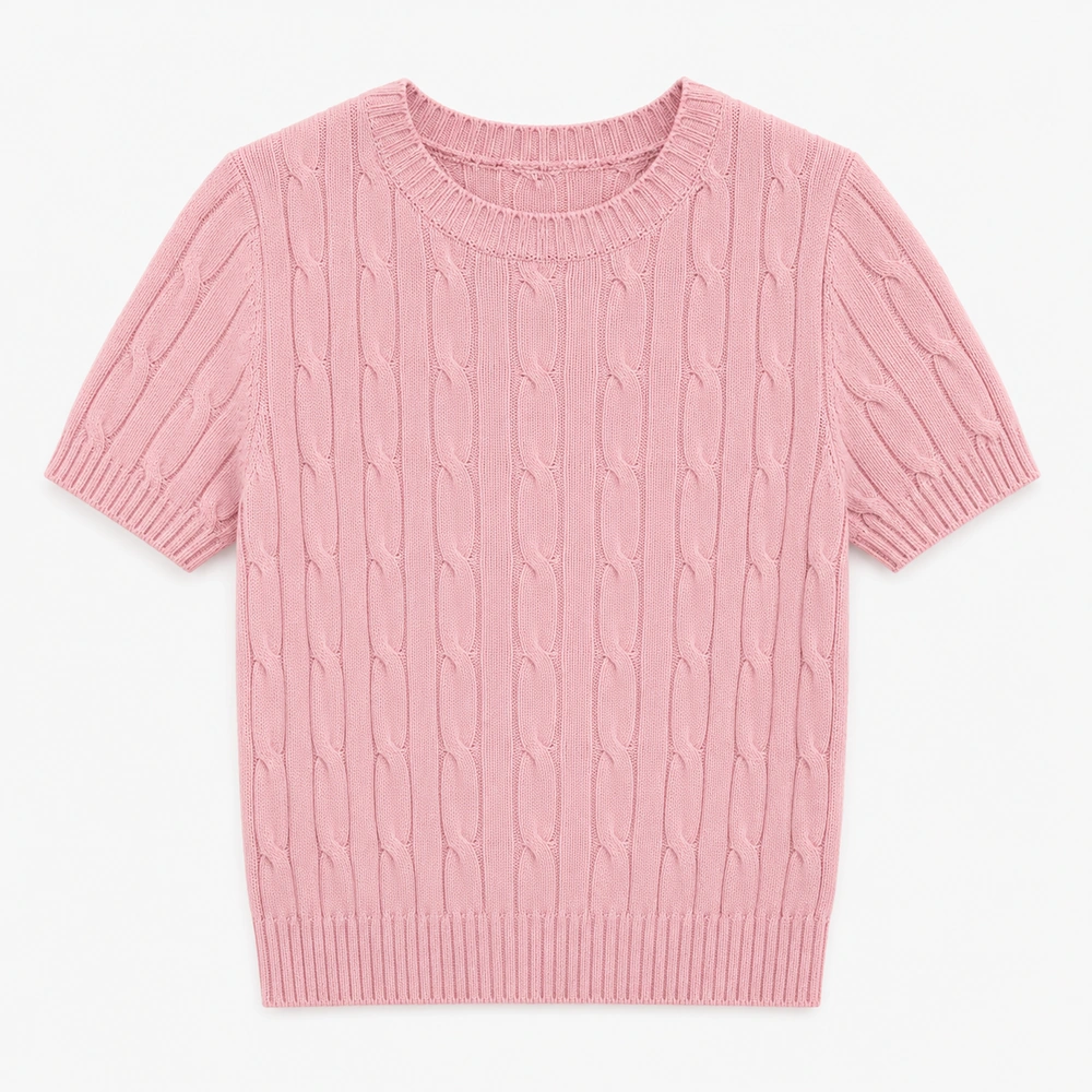 Women’s 12GG Cable Knit Short-Sleeve Sweater
