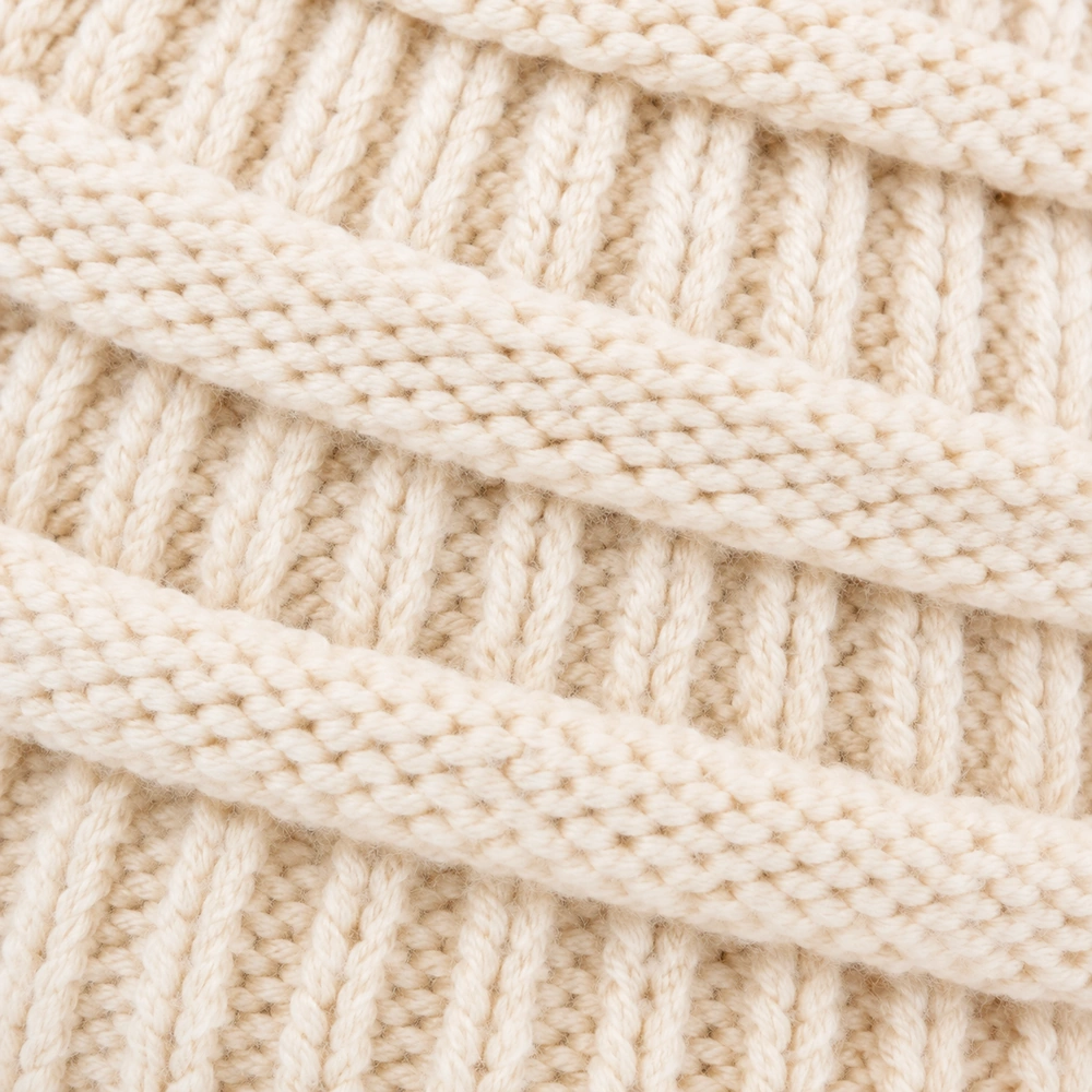 Premium Faux Fur Pom-Pom Beanie - Knit Texture & Hand Feel