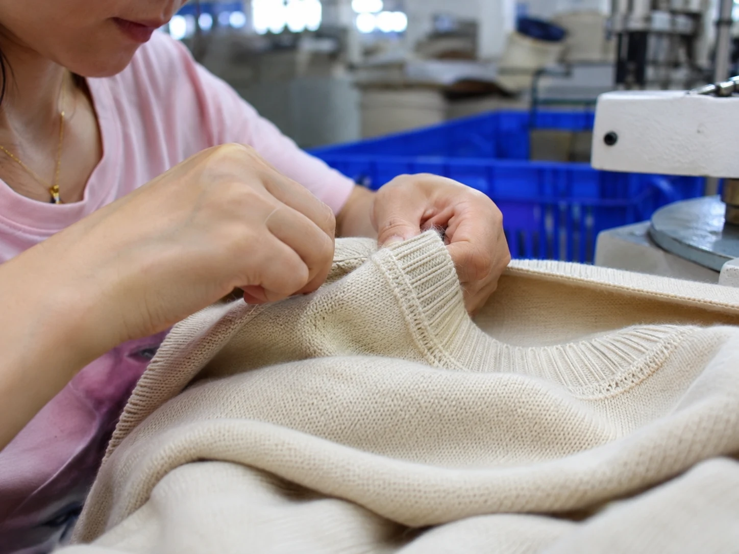 Knitwear construction and linking inspection at a high quality knitwear manufacturer