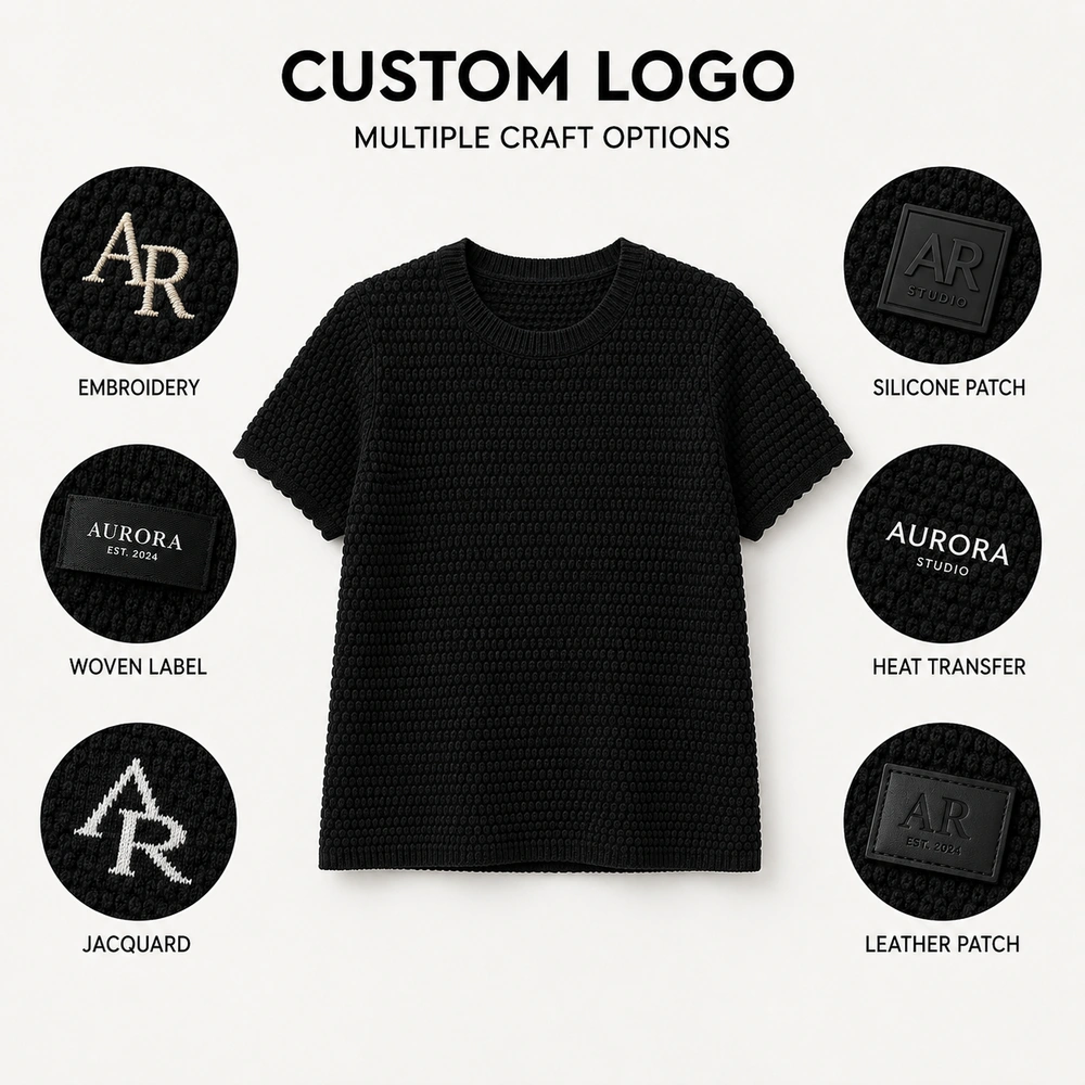 Women’s 5GG Textured Short-Sleeve Knit Top - Custom Logo Options