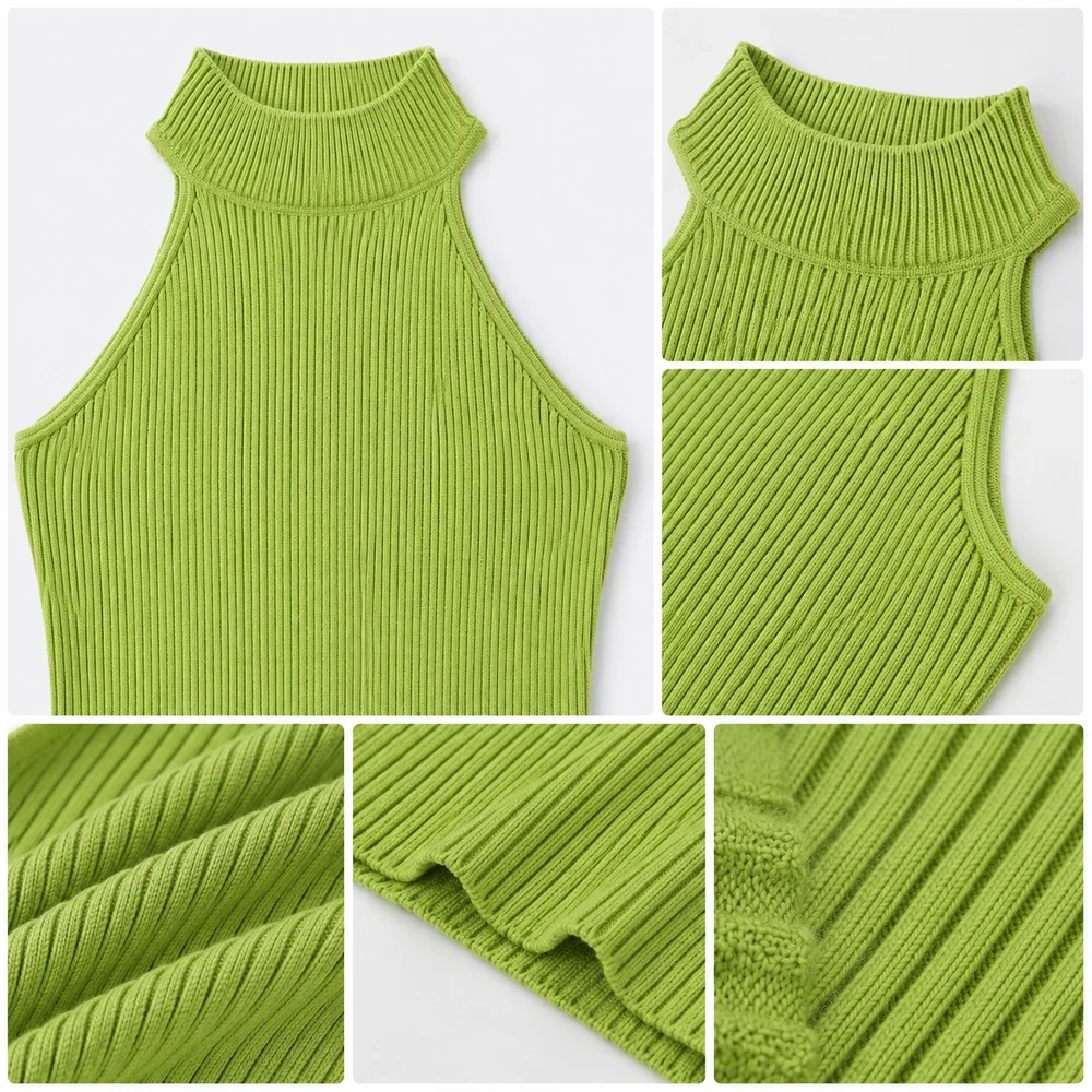 Women’s 12GG Ribbed Halter Knit Top - Construction & Craft Detail