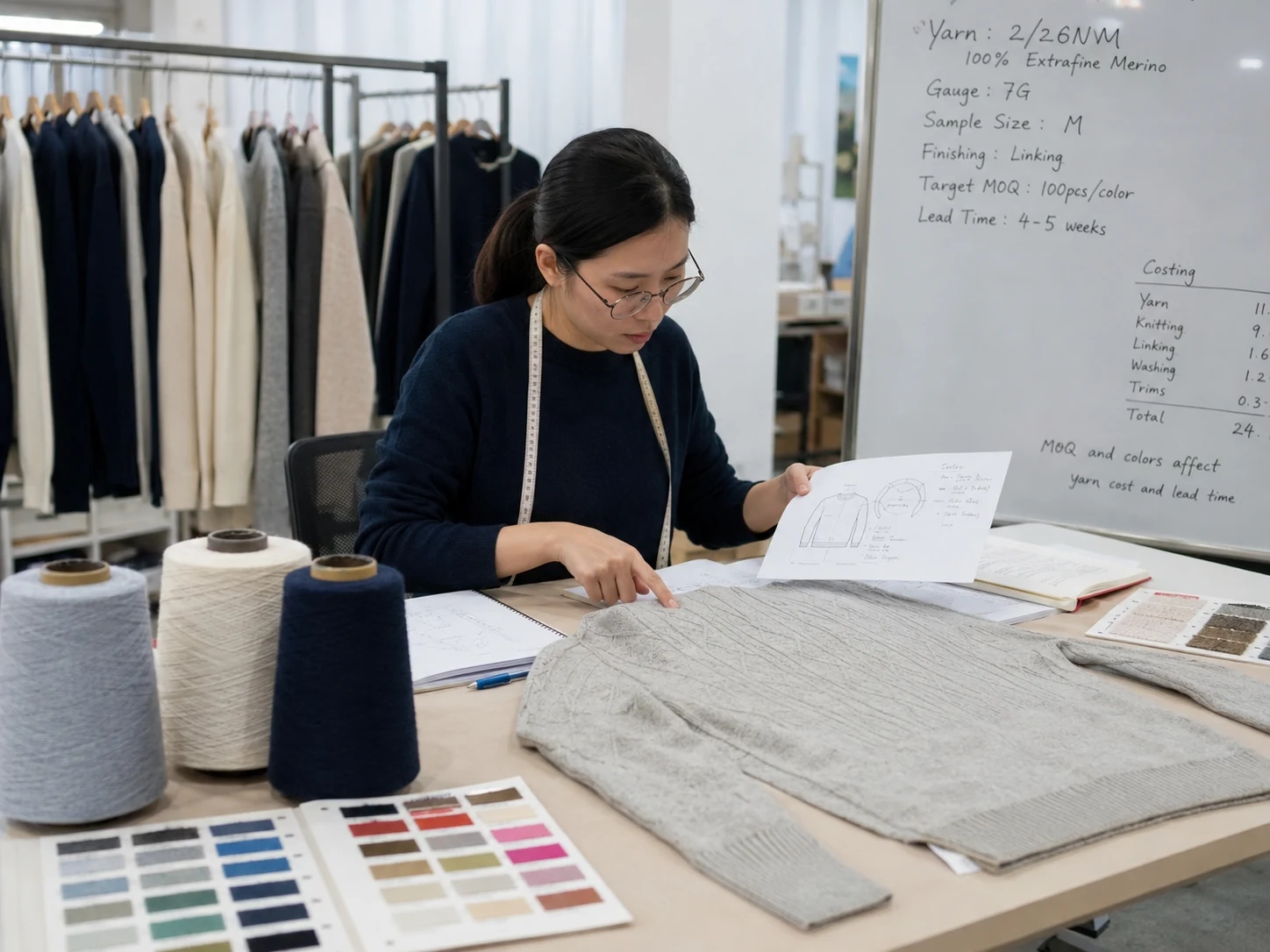 Knitwear tech pack development for low MOQ custom sweater manufacturing