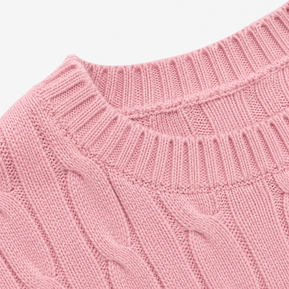 Women’s 12GG Cable Knit Short-Sleeve Sweater - Construction & Craft Detail