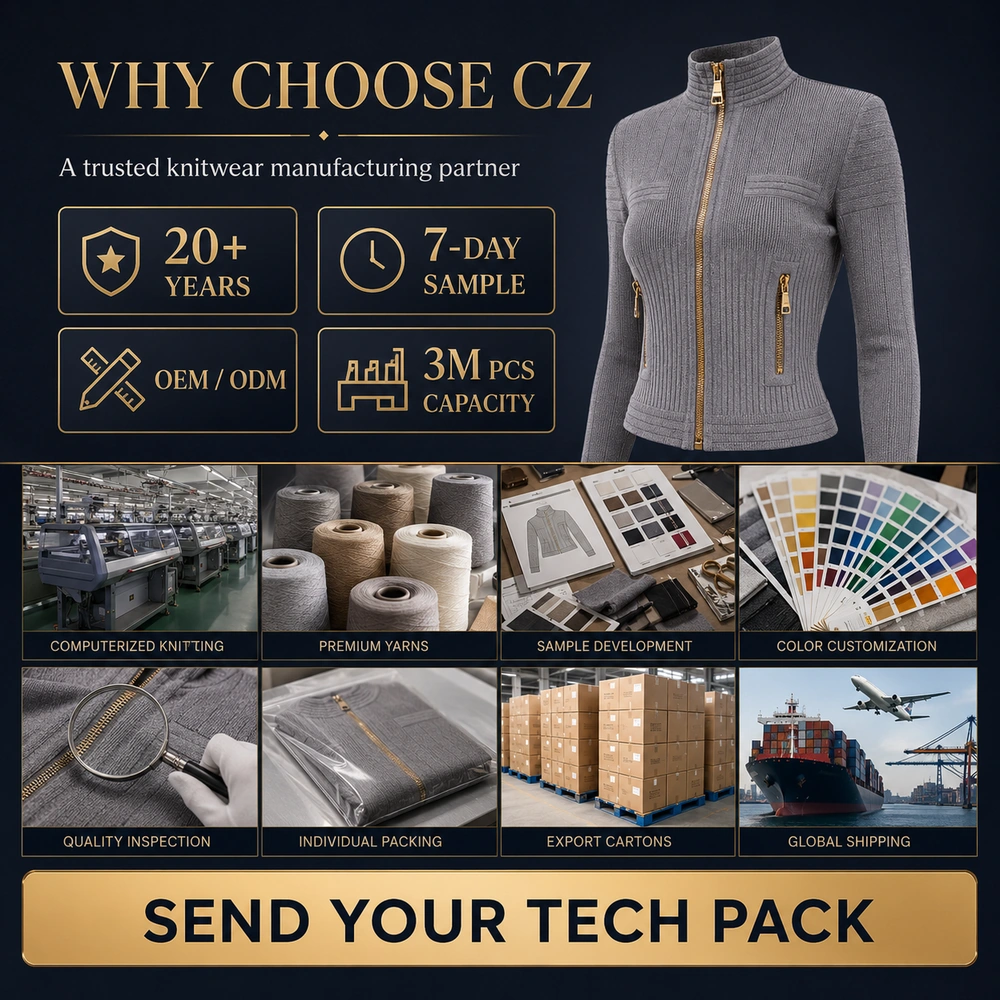 Women’s Ribbed Full-Zip Knit Jacket - Additional Custom Option 06