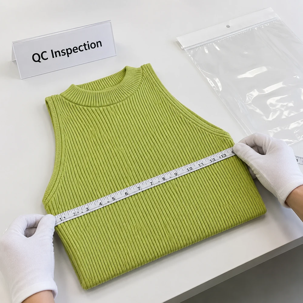 Women’s 12GG Ribbed Halter Knit Top - Measurement & QC