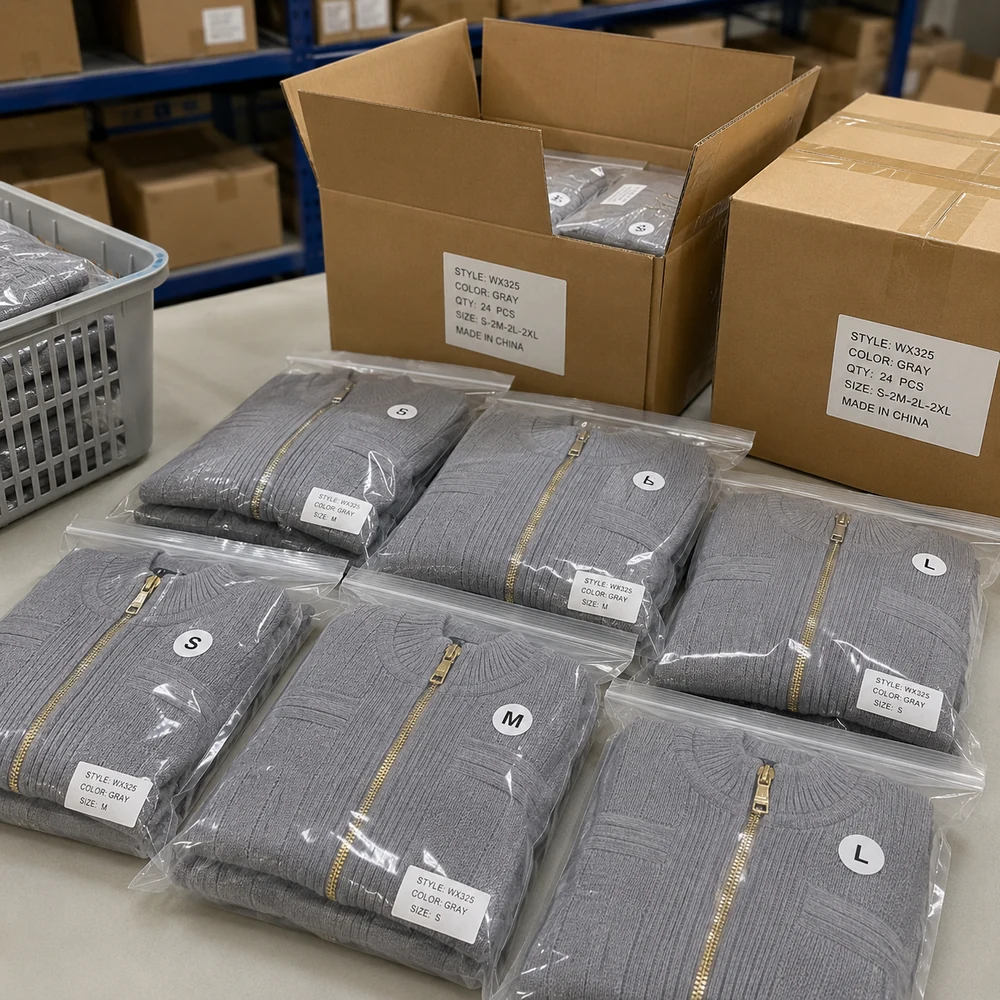 Women’s Ribbed Full-Zip Knit Jacket - Individual Packing