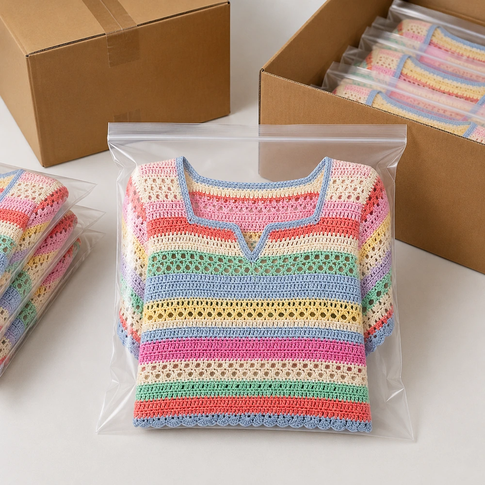 Women’s Multicolor Striped Crochet Top - Individual Packing