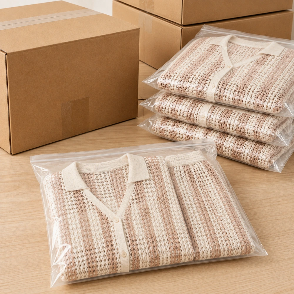 Women’s Striped Open-Knit Shirt & Wide-Leg Pants Set - Individual Packing
