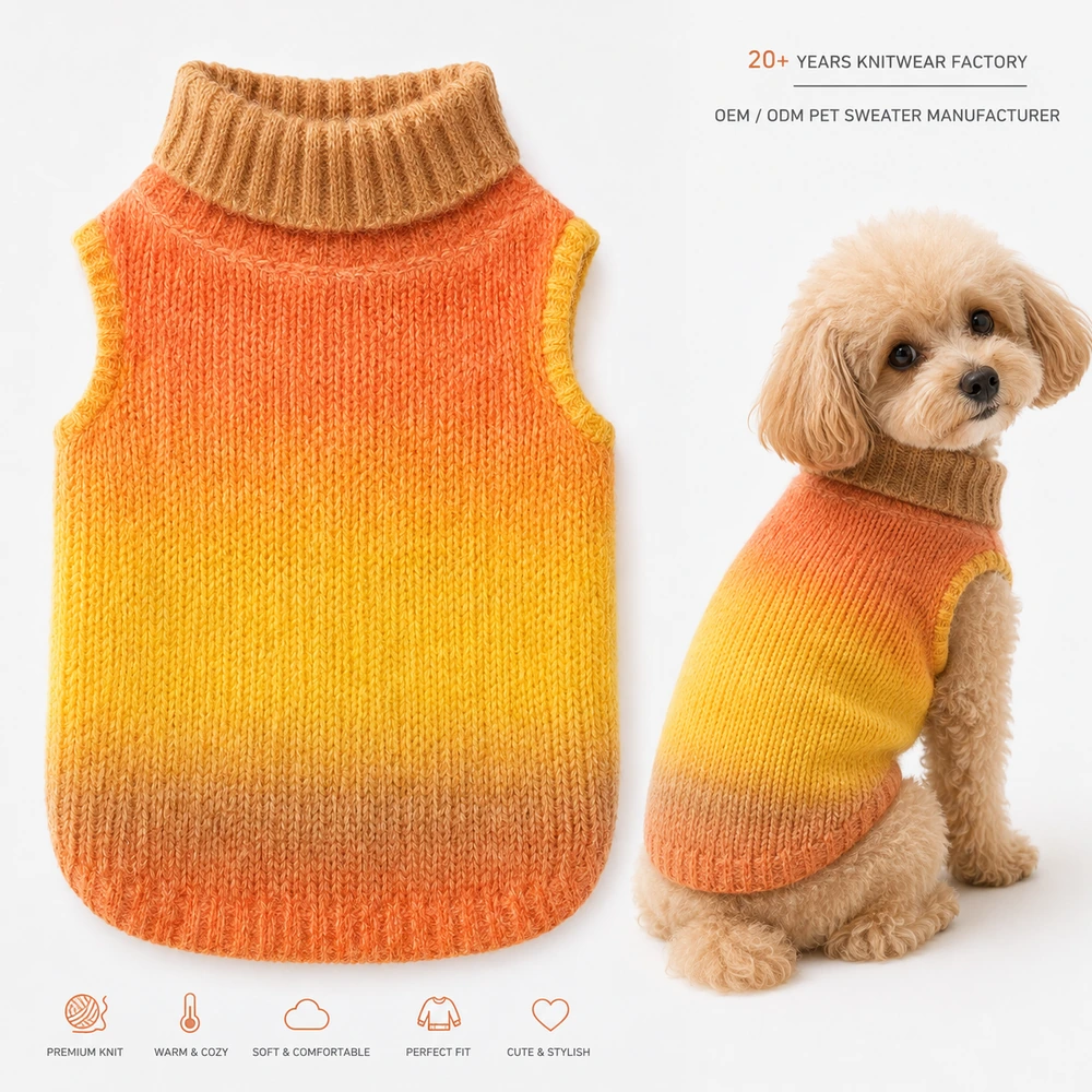 5GG Ombre Turtleneck Pet Sweater - Pet Size Options