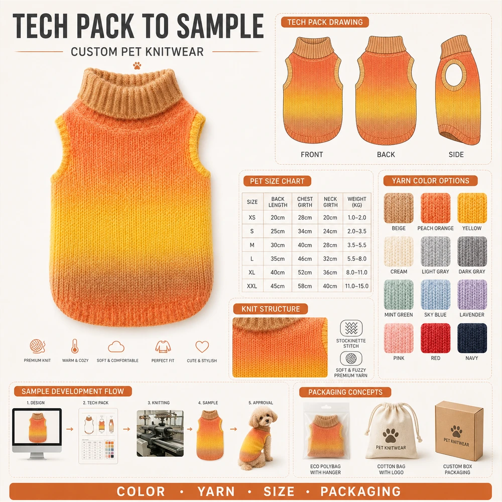 5GG Ombre Turtleneck Pet Sweater - Yarn & Color Options