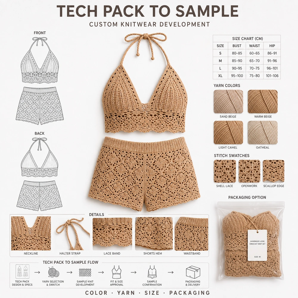 Women’s Scallop Edge Crochet Halter Top - Yarn & Color Options
