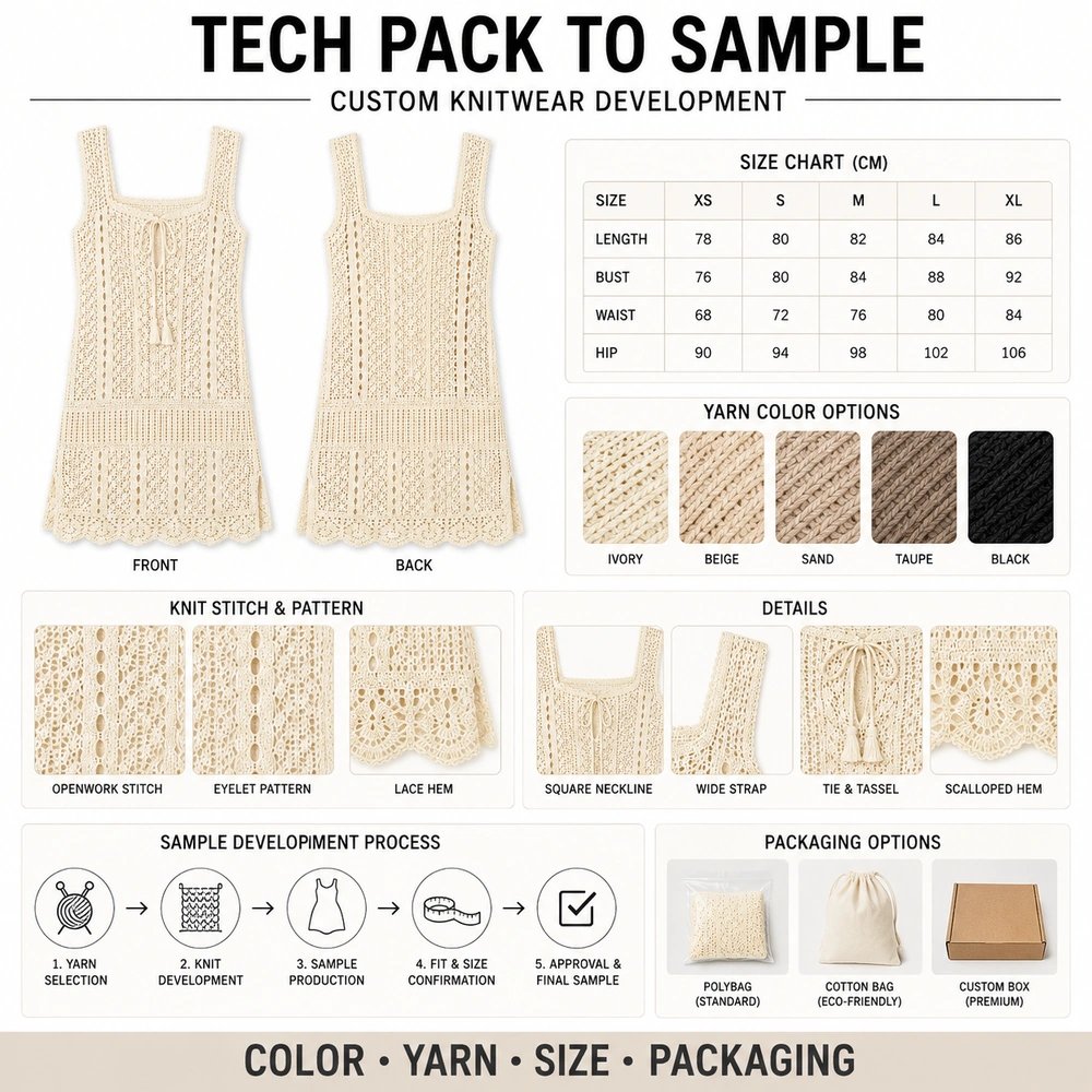 Women’s Sleeveless Crochet Cover-Up Dress - Full Customization Support