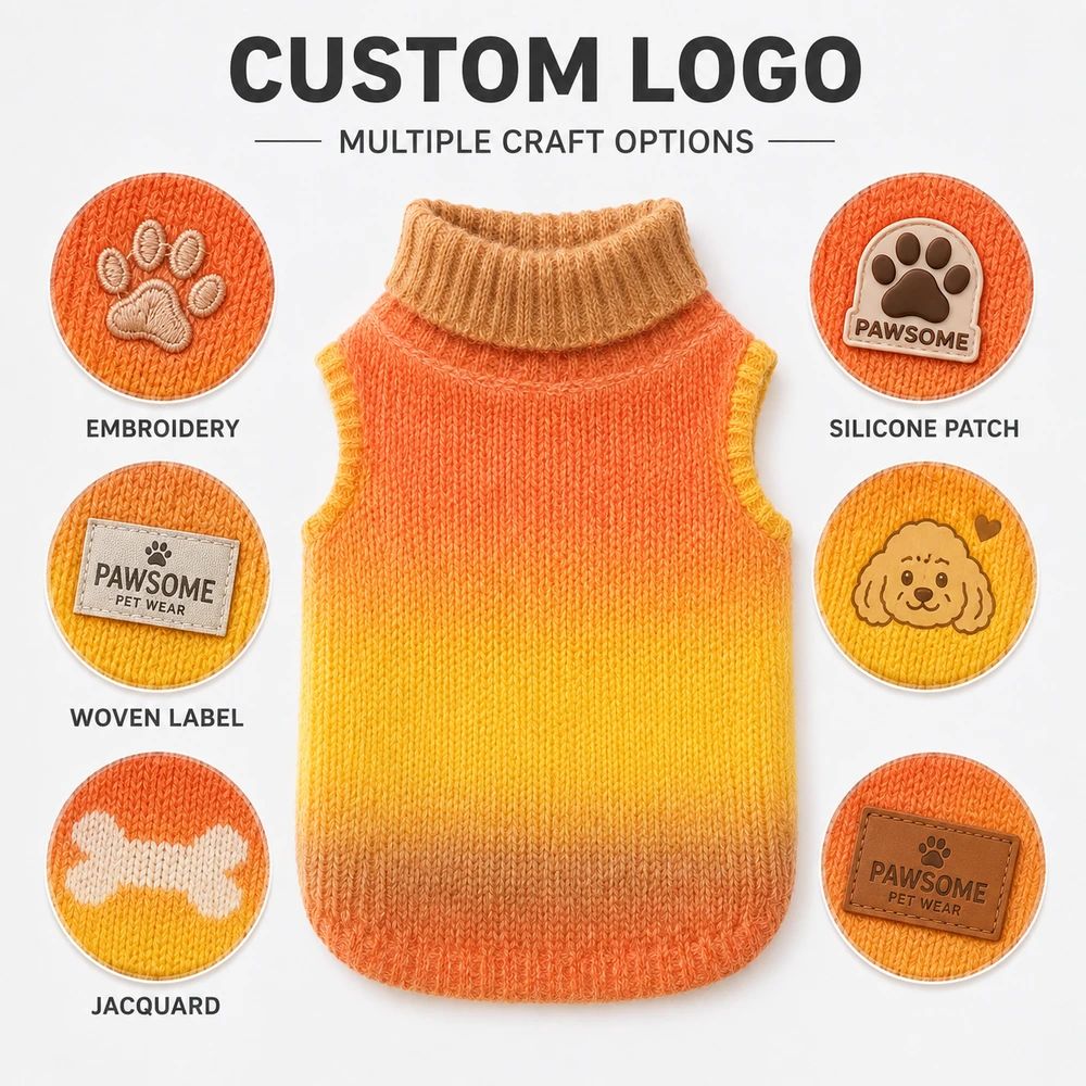 5GG Ombre Turtleneck Pet Sweater - Artwork & Detail Options